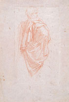 VOLTERRANO,Study of a Draped Male Figure, red chalk, heightened with white